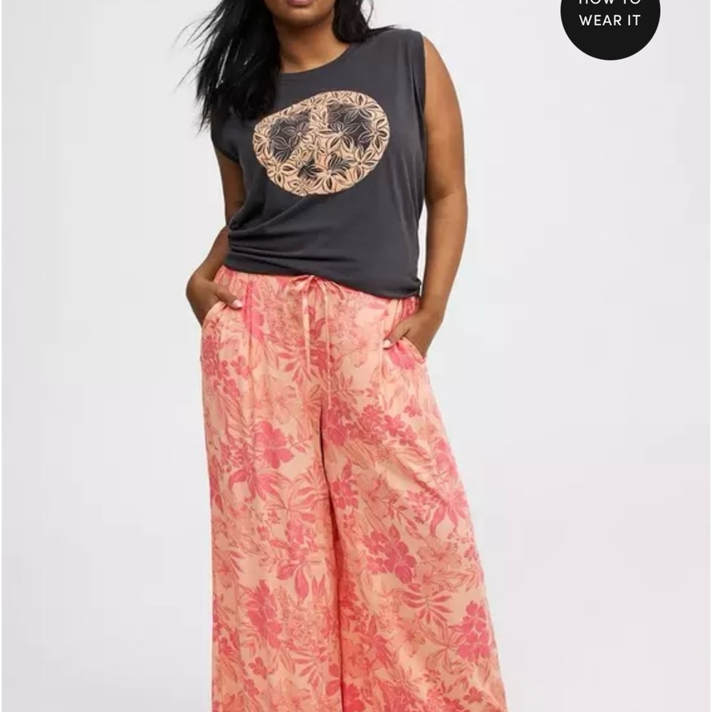 Torrid Pink/ orange  Wide-Leg pant 14/16